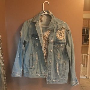 Topshop Ripped Jean Jacketed